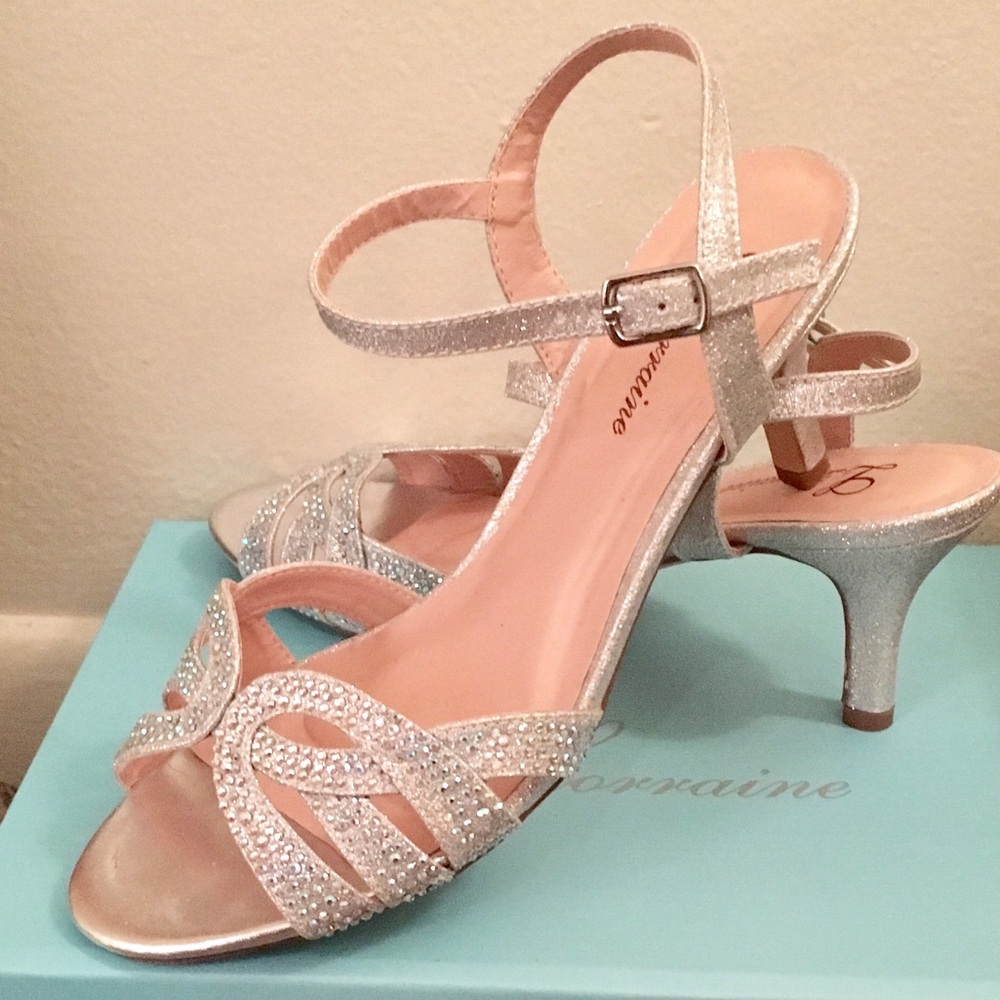 Women’s Silver Beaded Open Toe Heels